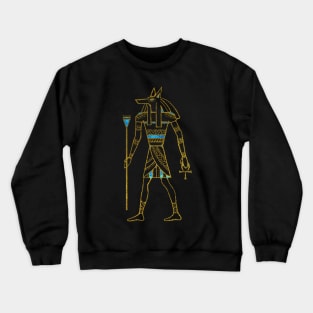 Anubis Egyptian  Gold and blue stained glass Crewneck Sweatshirt